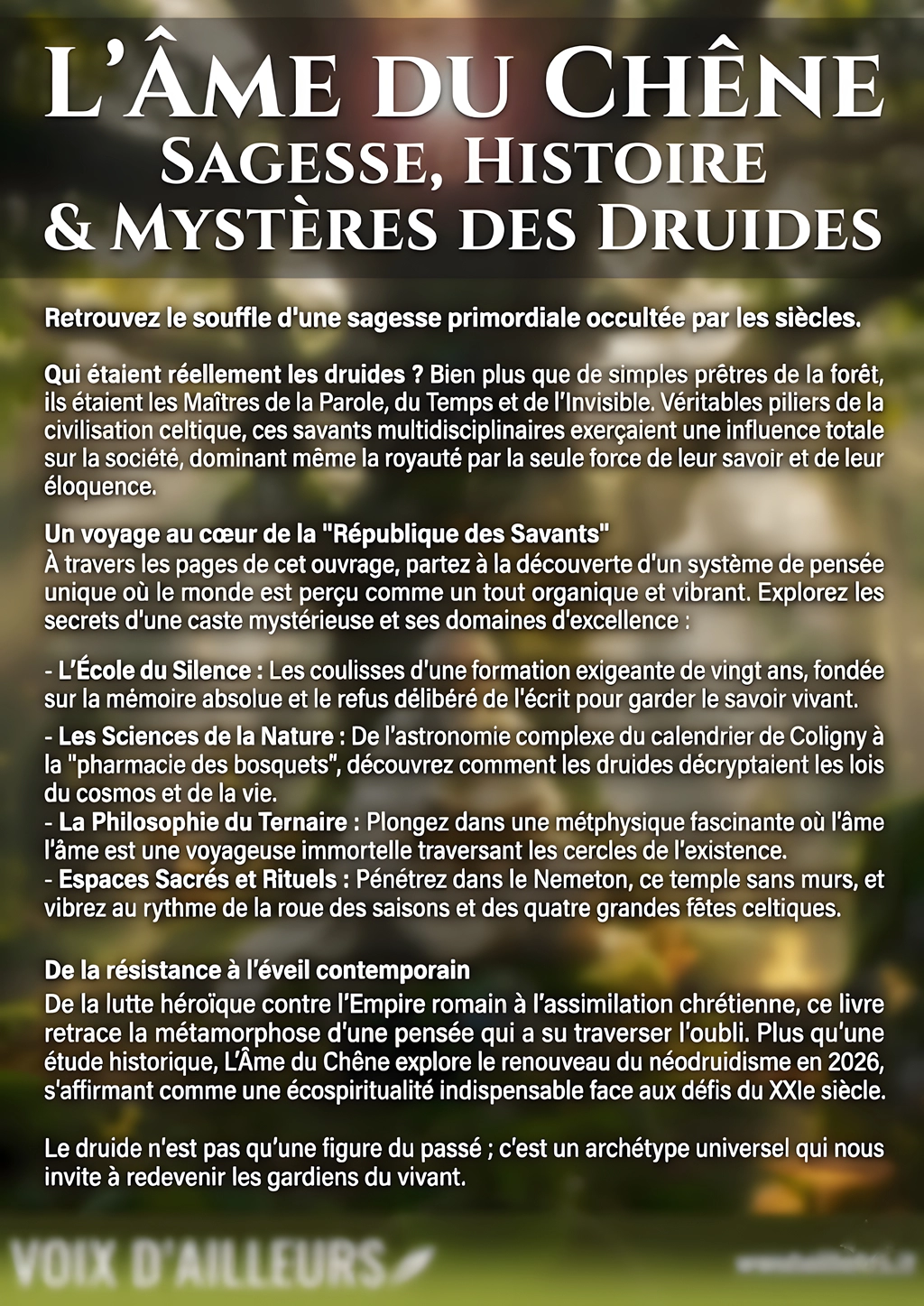 4eme de Couverture ame du chene