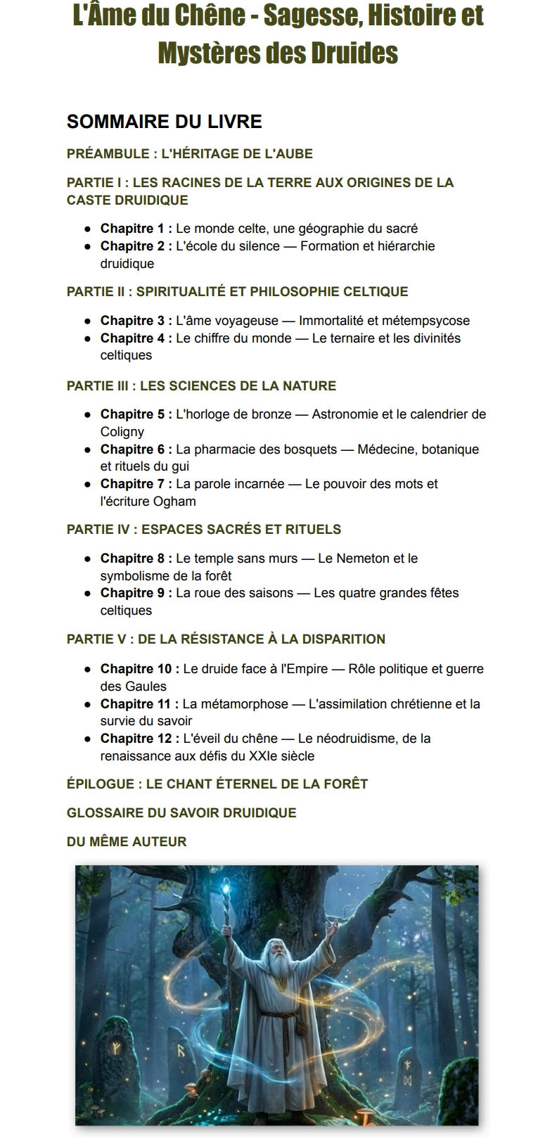 Sommaire ame du chene