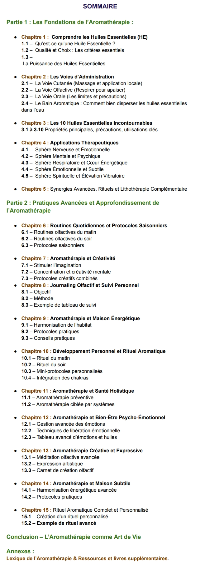 sommaire aromatherapie guide