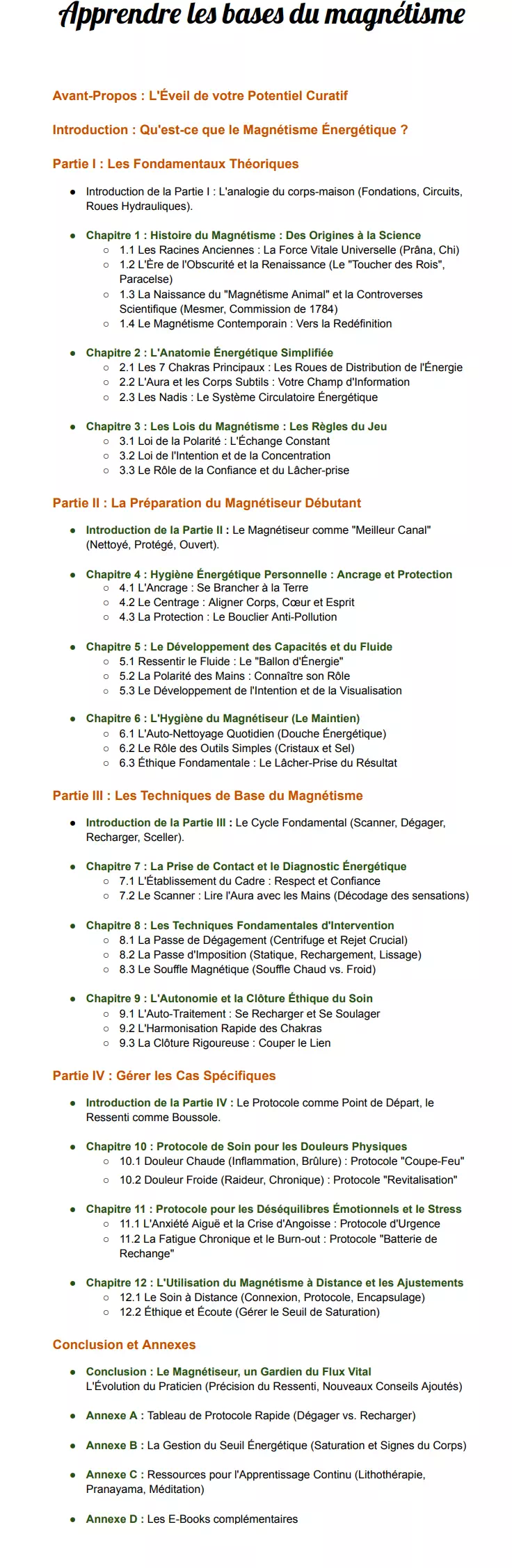 sommaire base magnetisme