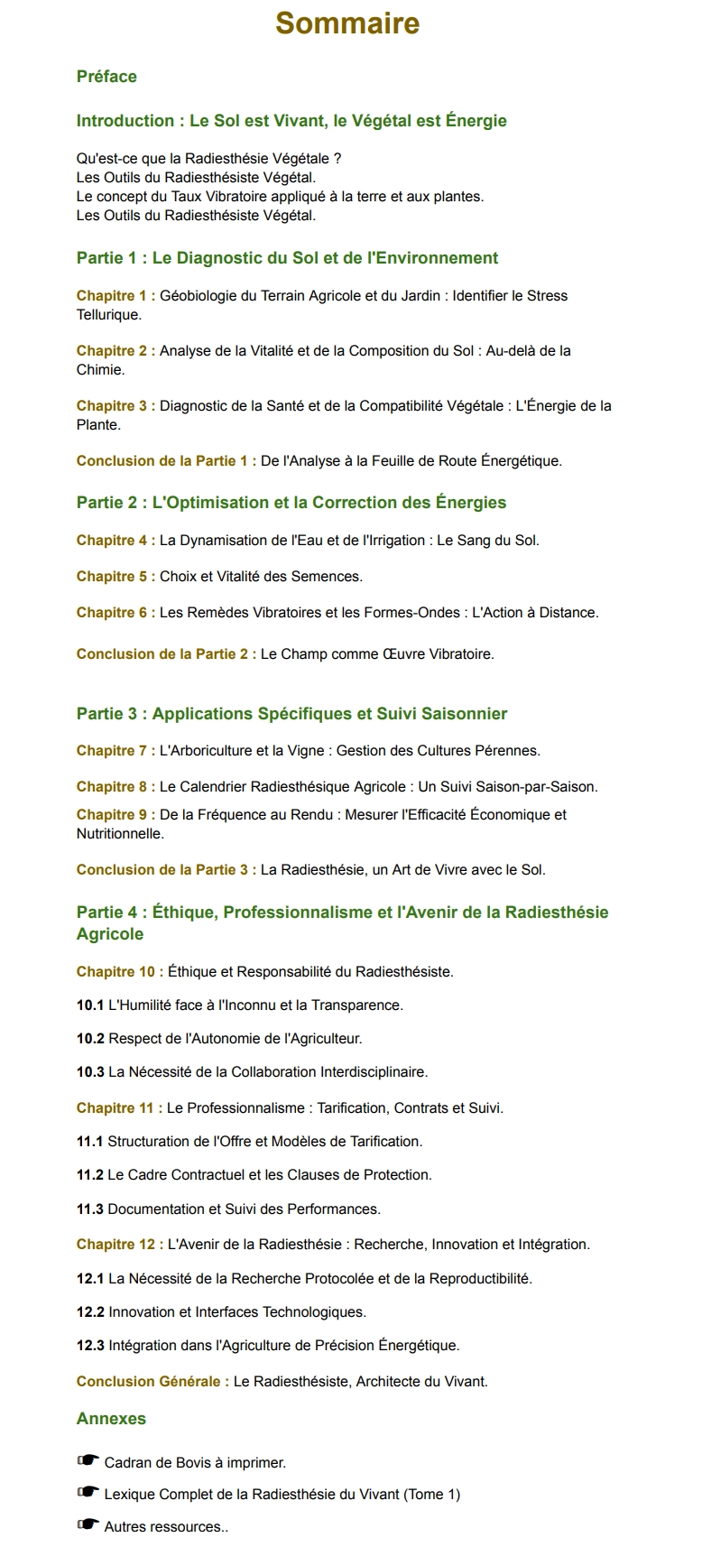 sommaire tome1 radiesthesie agricole