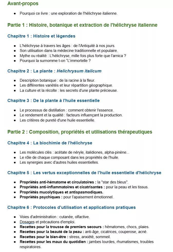 sommaire huile immortelle